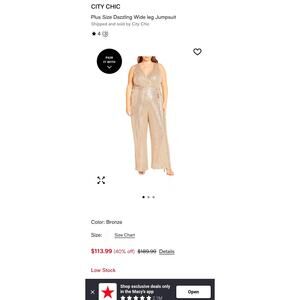 #1 MSRP: $190 NWT ☆STUNNING☆ CITY CHIC BRONZE SEQUIN JUMPSUIT- SIZE US 12 (XXS).
